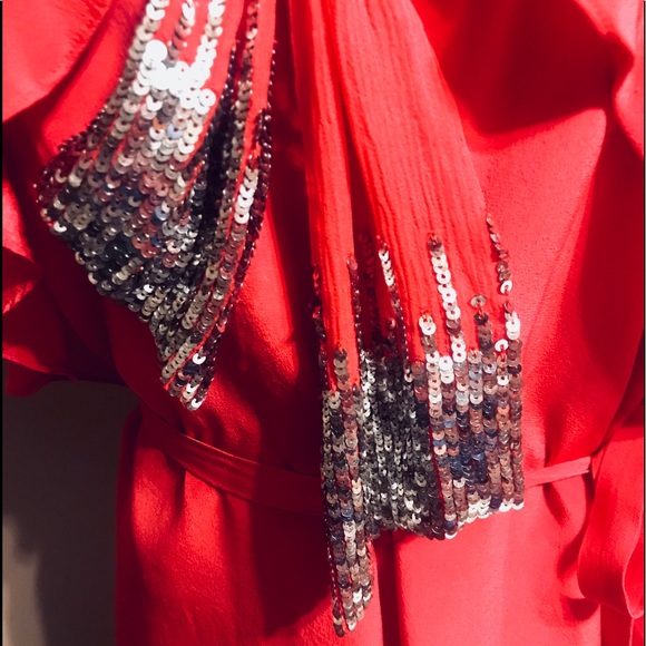 ❤️NWT Rachel Zoe BY ZOE Unique Red Silk Dress - Picture 5 of 7